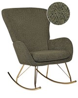 Schaukelsessel Bouclé Stoff GrüN / Gold Schaukelstuhl Modern Elegant Edel Anaset