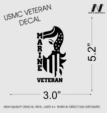 USMC United States Marine Corps Women Girl Vet Veteran Military Decal Sticker