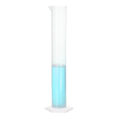 250ml PP Plastic Graduated Cylinder, Hex Base White Graduations
