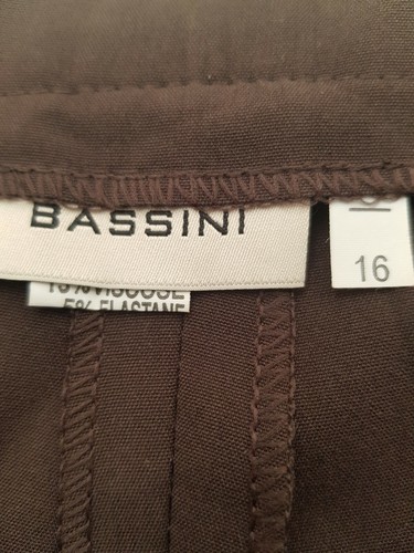 BASSINI Workwear Trousers Size 16 W34 L28 Brown Straight Stretch Zip Smart - Picture 2 of 9