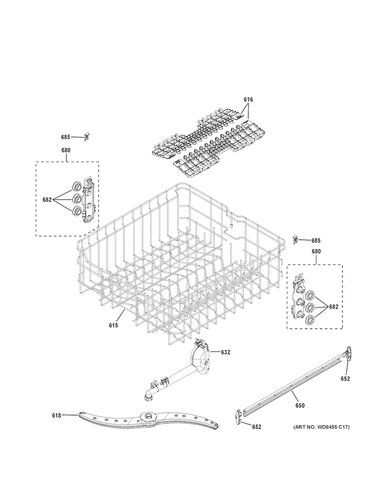 Portapiatti superiore con rulli WD28X22828 per lavastoviglie GE - Foto 4 di 4