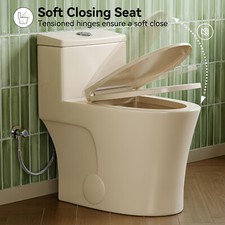 HOROW T0338WBC Elongated One Piece Toilet Bisque, ADA Toilet 17.3" 12" Rough-in