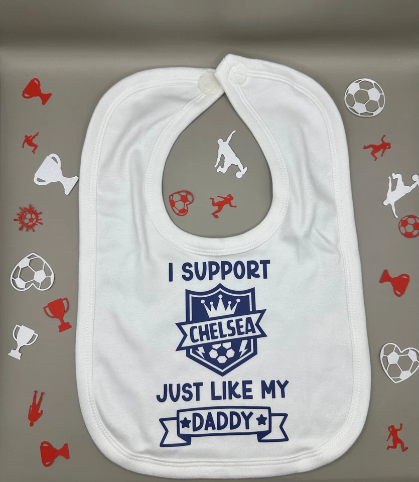Chelsea FC Personalised Football Novelty Vest BabyGrow and Bib Gift Set FREE P&P - Image 3 of 4