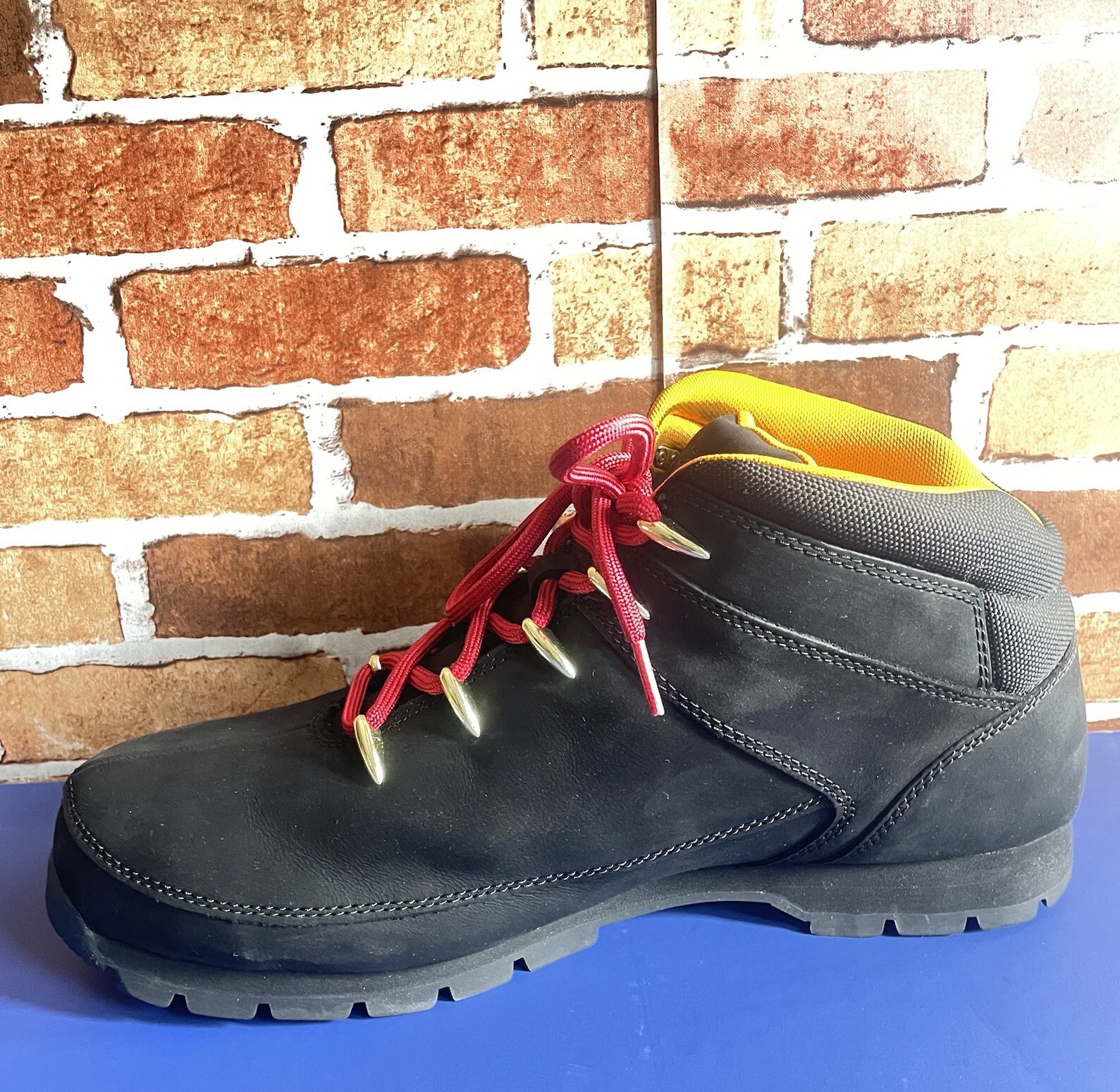 Timberland Euro Sprint Hiker Men's Black Leather  W Red Ankle Hiking Boots image 2