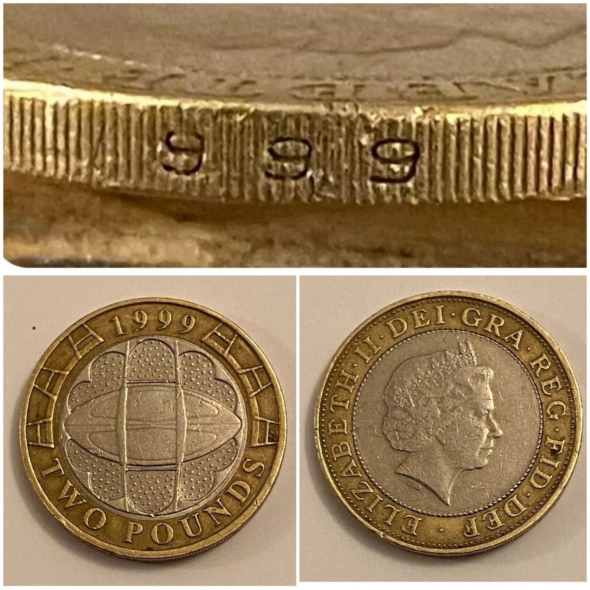 RARE MINT ERROR Date 999 intead 1999 missing1 UK £2 Pounds Coin