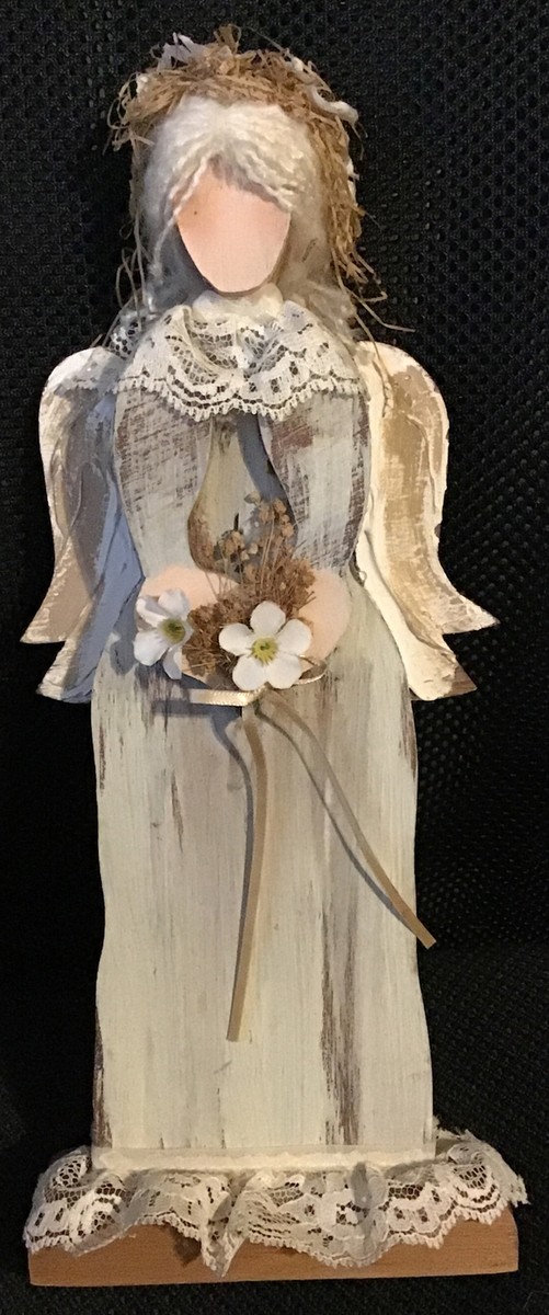 12” Wooden Angel Figurine | eBay