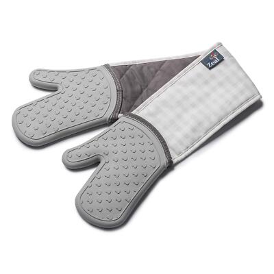 Eiferer Ofenhandschuhe Dampfstopp Wasserdicht Silikon Doppelofenhandschuhe Gingham