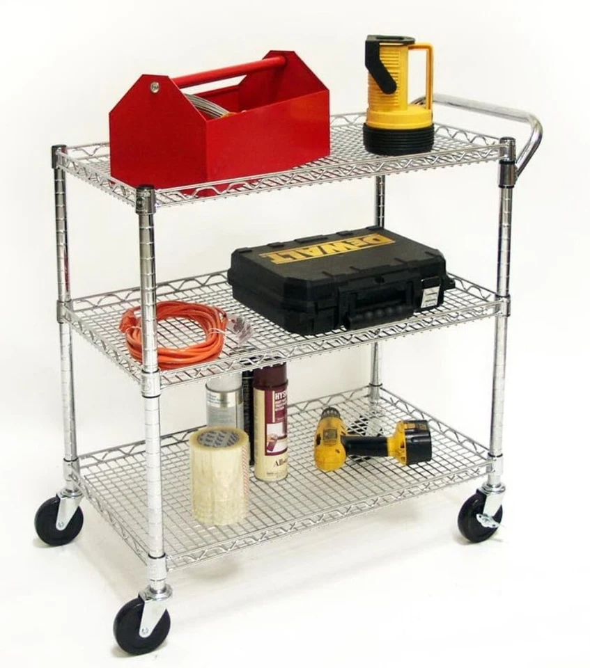 Carro utilitario rodante de metal de alta resistencia comercial SevilleClassics UltraDurable NSF Foto 3 de 4