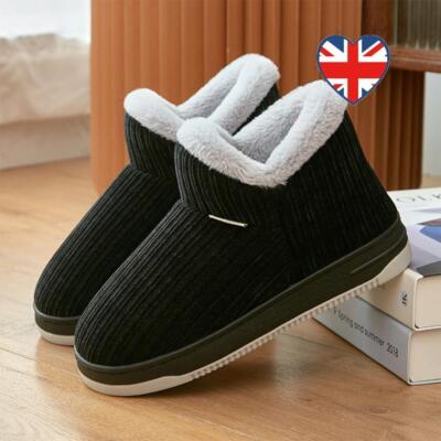 Damen Herren Bootie Hausschuhe Plüschfutter Hausschuhe für drinnen (schwarz 38-39)