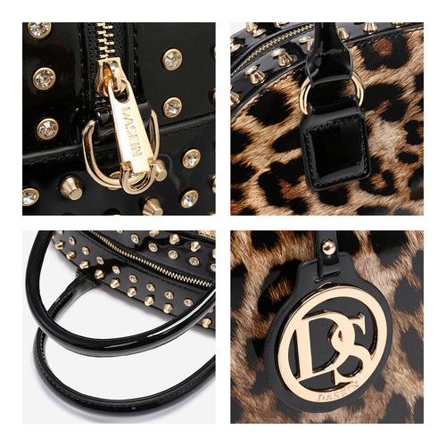 Dasein Vegan Leather Satchel – Rhinestone Dome Shoulder Bag With Gold Accents - View #5