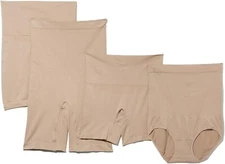 Yummie Heather Thomson Small Medium Nude Almond 4 pack Seamless Shaping Bottoms