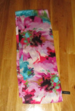 Jones New York Fuchsia Pink Aqua Blue Floral 100 Silk Oblong Scarf 57"