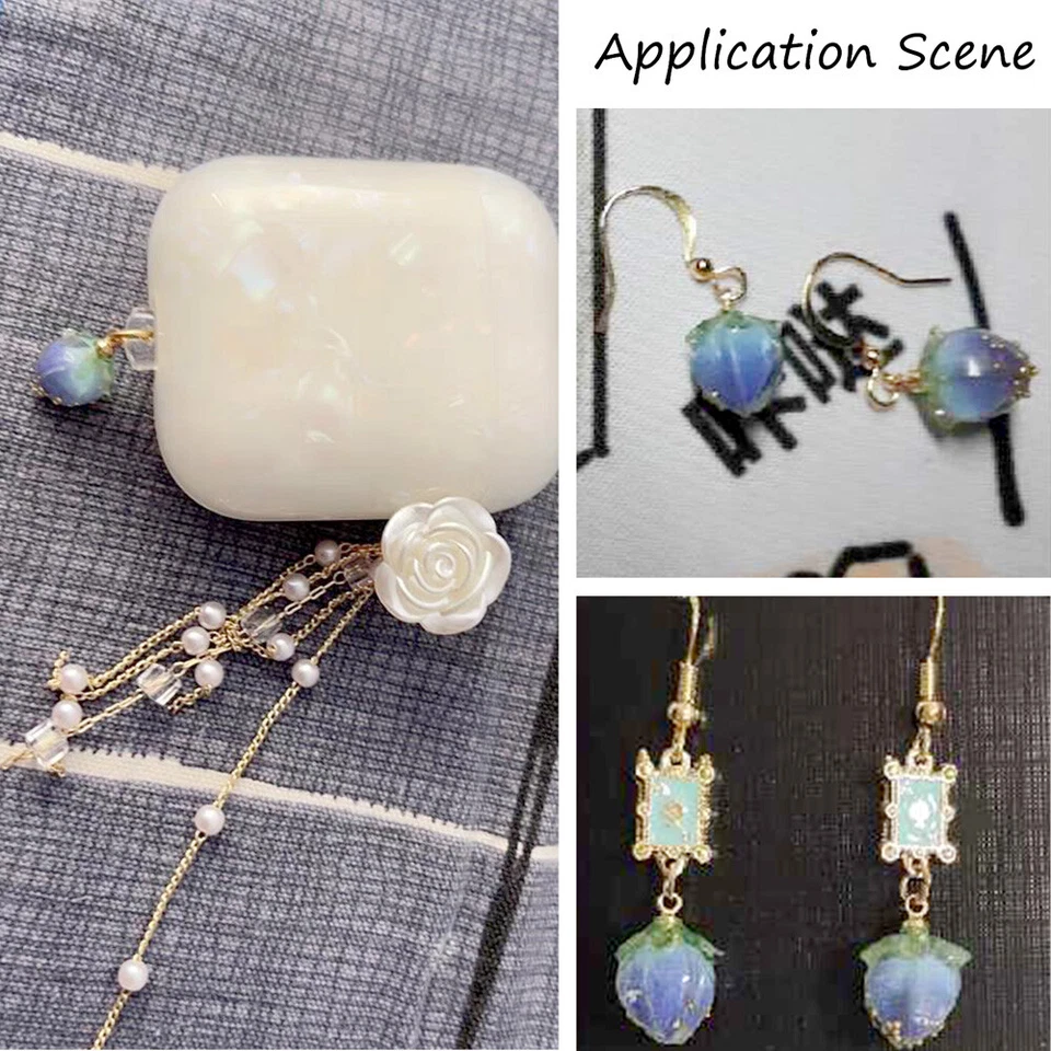 Colgantes de flores secas naturales reales hechos a mano 20 piezas dijes azul real 14~15 mm Foto 4 de 4