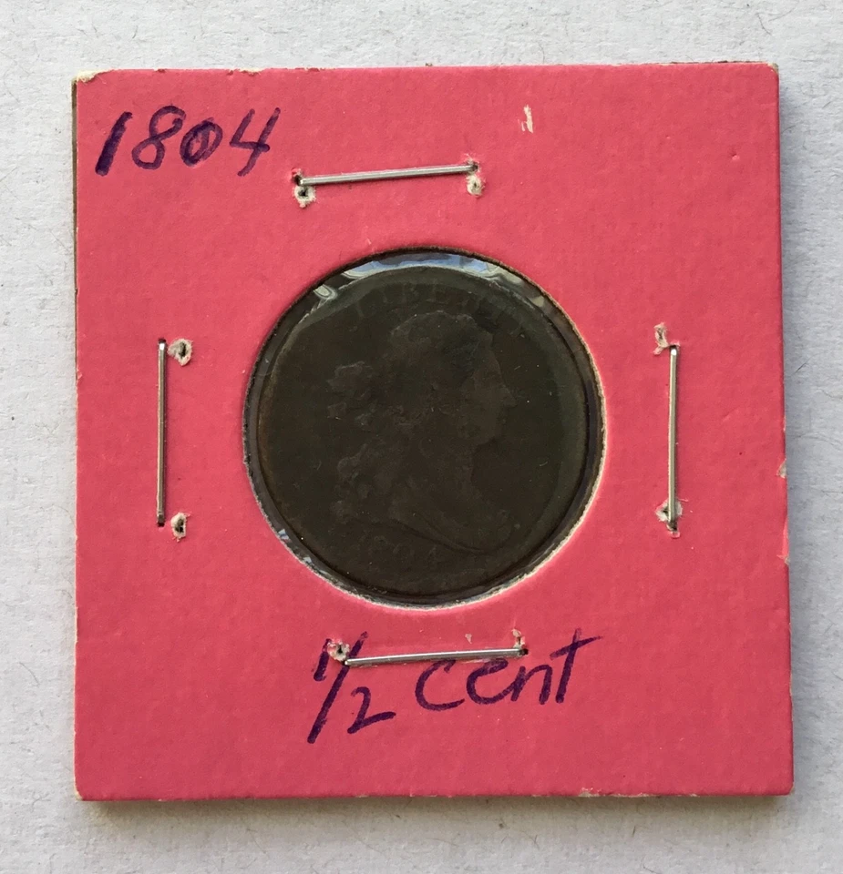 1804 1/2C Plain 4 No Stems BN Draped Bust Half Cent - Image 4 of 4