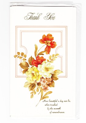 Vintage Grußkarte, ''Danke'' Karte mit hübschem Retro Blumenmuster 
