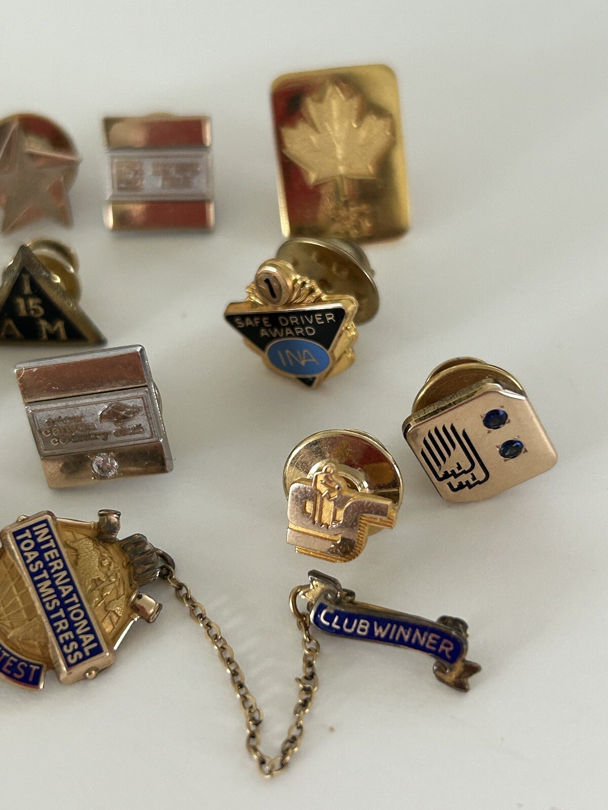 Lot of 15 vintage Gold Filled lapel pins/tie tacksCanada/Amway/Lafarge