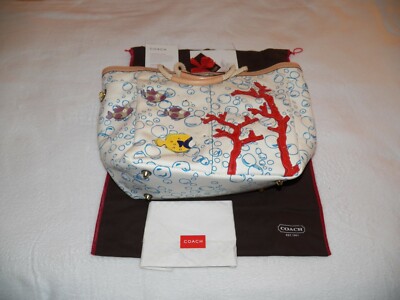 希少✨Vintage Coach Bubblefish Tote Bag Y2K COACH RARE BUBBLE FISH CORAL LARGE TOTE #4458 *100% COACH