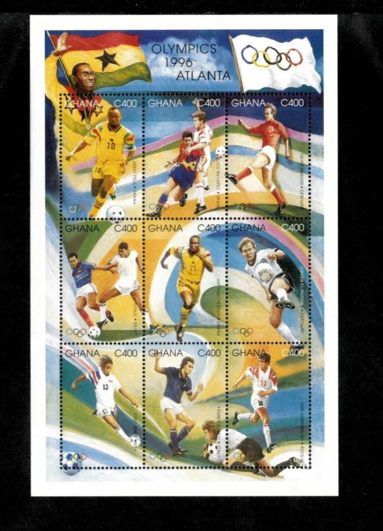 Ghana 1996 - Olympics Sports Soccer - Sheet of 9 Stamps - Scott