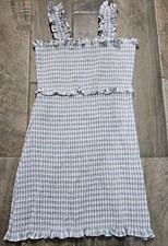 ASOS Design Gingham Cottagecore Ruched Ruffled Mini Dress Woman Sz 10 EU 42 