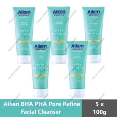 5 x Aiken BHA PHA Pore Refine Facial Cleanser Gently Exfoliates Dead Skins 100g