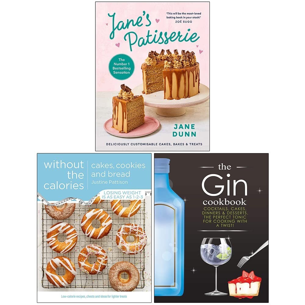 Jane’s Patisserie, Cakes Cookies Bread Calories, Gin Cookbook 3 Books Set