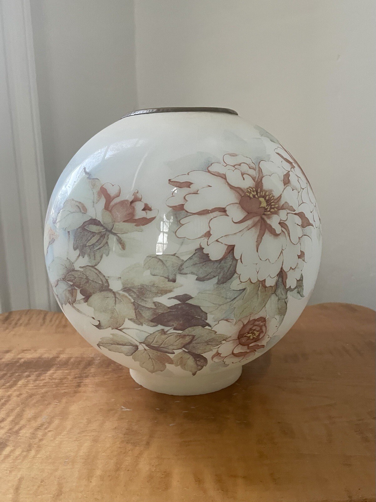 ANTIQUE Globe GLASS BALL OIL LAMP SHADE 4” Fitter 8” Round eBay