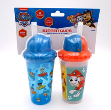 PAW PATROL SIPPER CUPS WITH POP UP STRAW 2 PACK Spill Proof BPA FREE.
