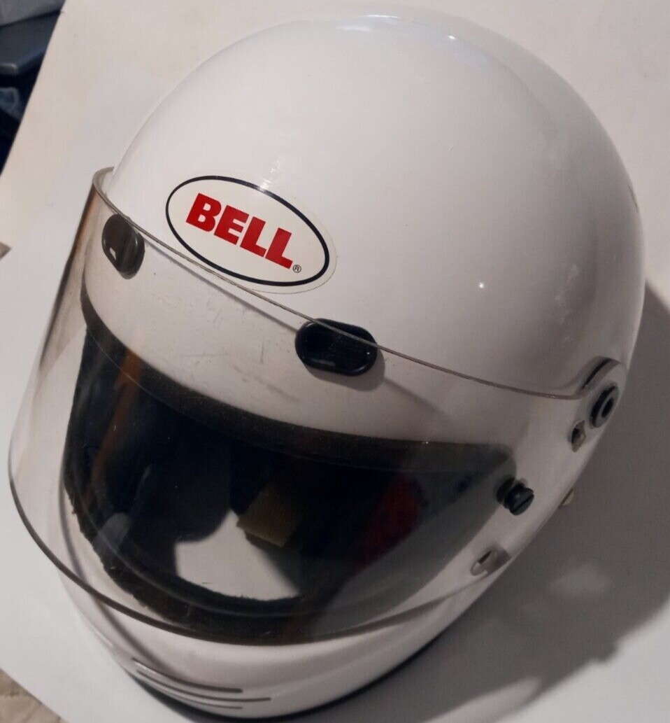 Vintage BELL M2 RACER SERIES Full Face Helmet White & Black medium Vintage BELL M2 RACER SERIES Full Face Helmet White & Black medium