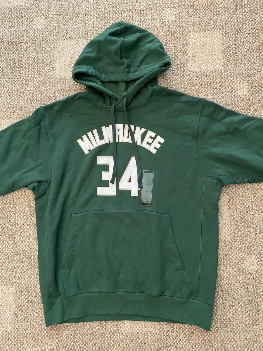 Nike Mens Hoodie Sweatshirt NBA Milwaukee Bucks #34 Giannis Antetokounmpo |