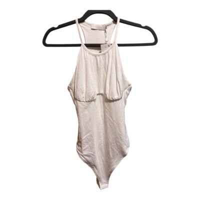 NWT Jonathan Simkhai Elara Ruched Bodysuit In White | Size XS