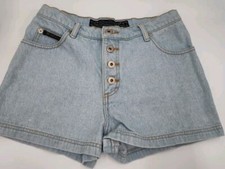 Vintage No Excuses High Waist Light Blue Denim Shorts 9/10 Button Fly