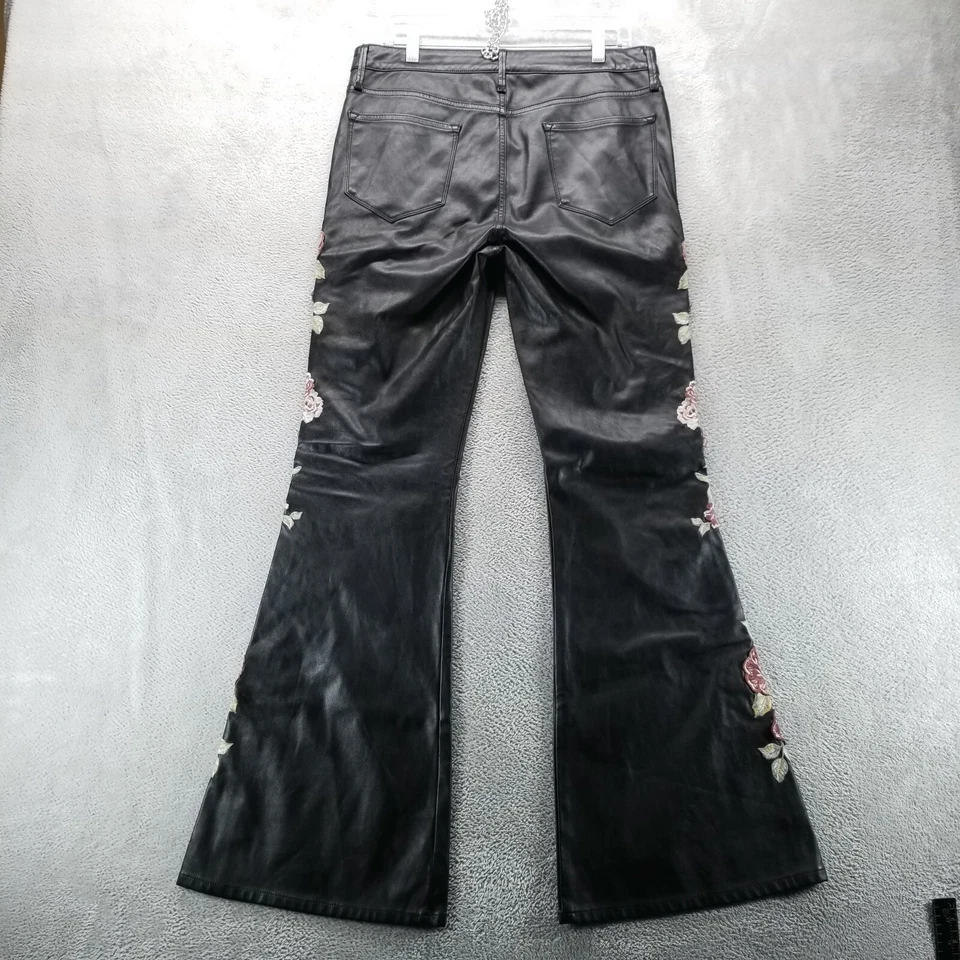 Pantalones Driftwood Mujer 32 Negro Farrah Floral Vegano Cuero Bordado Western Foto 2 de 4