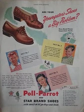 1944 Poll Parrot Youngster Shoes Star Brand Original Print Ad