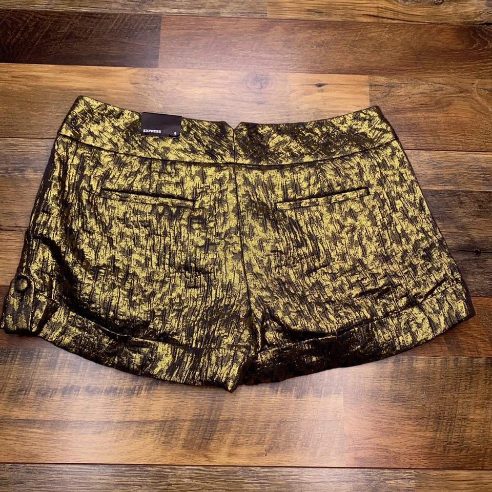 Pantalón Corto Express Chino Mujer 6 Dorado Metálico Nuevo Foto 2 de 4