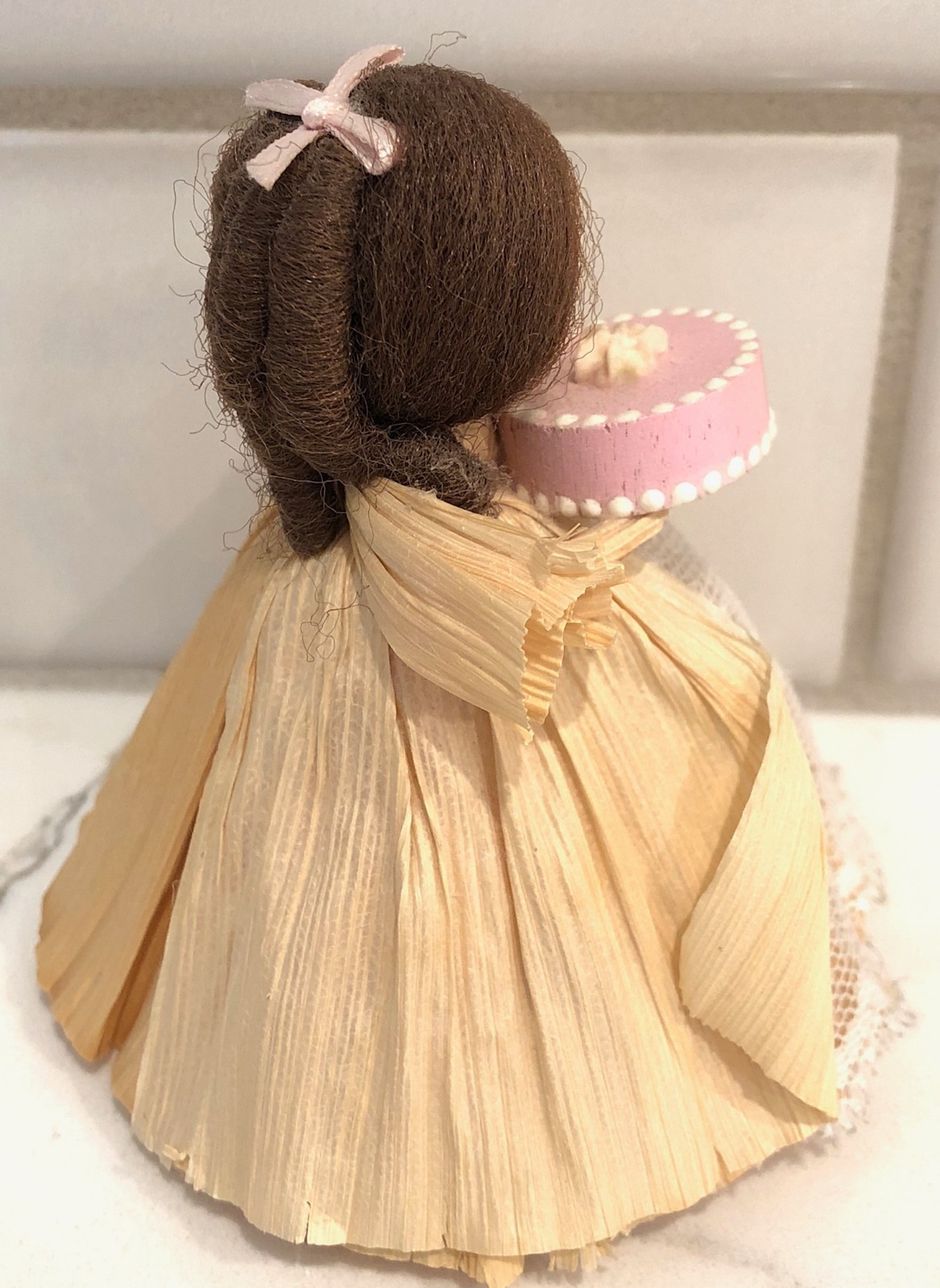 Nan's Corn Husk Doll Girl With Cake 4" 1992 eBay