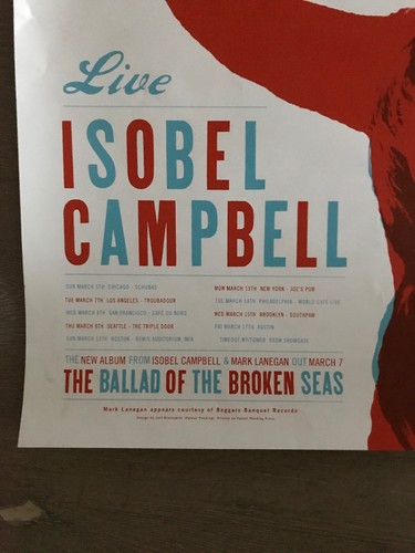 ISOBEL CAMPBELL POSTER Promo Tour Ballata dei Mari Spezzati 18” X 21,5” - Foto 4 di 5