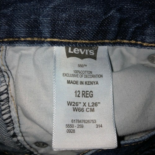 Levis 550 Size 12 Reg 26 x 26 Dark Wash Relaxed Denim Jeans Casual Pants - Picture 9 of 11