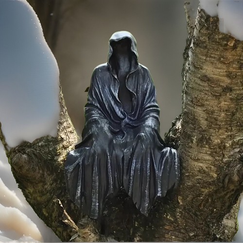 Grim Reaper Hooded Death Dark Gothic Sitting Holy Death Santa Muerte Halloween - Picture 12 of 15
