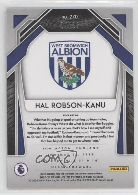 2020-21 Panini Prizm Premier League Orange Prizm /25 Hal Robson-Kanu #270 - Image 2 of 2