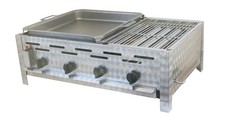 4er Gastrobräter V2A  m. 1er Rost u. 2er Pfanne, Grill 81 x 53 x 27 cm Gasgrill