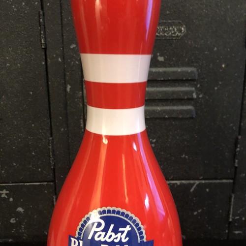 Vintage Pabst Beer Bowling Pin Advertising Red PBR Man Cave Sign Bar Pub VTG - Picture 3 of 10