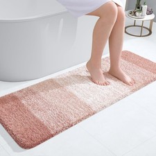 OLANLY Bathroom Runner Rugs Mat 47x17, Extra Soft Absorbent 47" X 17", Peach