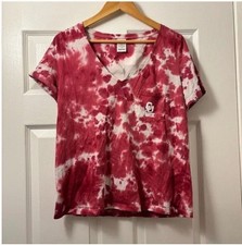 PINK Victorias Secret Red & White Tie-Dye V-N...