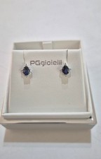 ORECCHINI PG GIOIELLI ZAFFIRI Forma Ovale Con DIAMANTI Oro Bianco 18 Karati 750%
