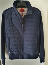 Parajumpers Men's Blue Quilted Full Zip Cotton Blend Jacket Short Size L