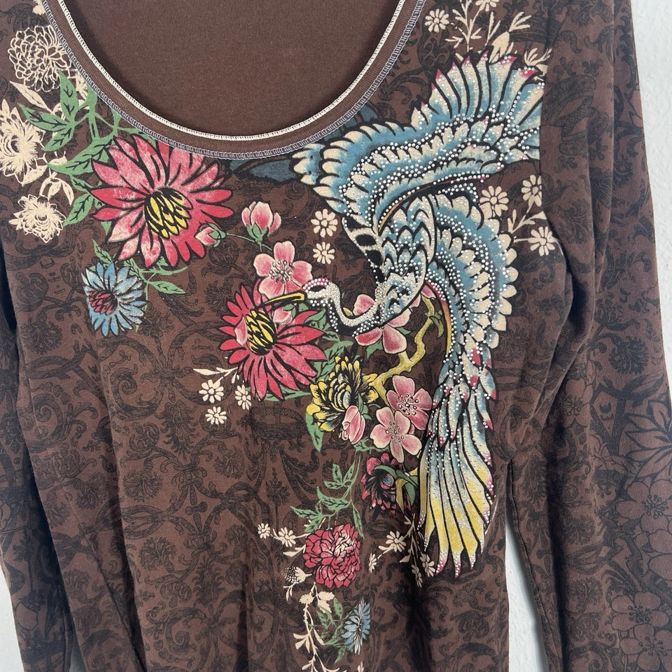 Camiseta Top Vanilla Sugar Y2K De Colección Marrón Tatuaje Cuentas Phoenix Grunge Gótico XL Foto 2 de 4