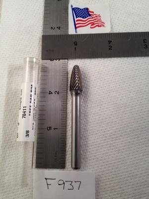 1 NEW HTC 1/4'' SHANK CARBIDE BURR SF-3 SINGLE CUT. TREE RADIUS. 70411 (F937)