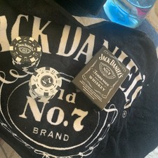 JACK DANIELS - Old No. 7 Brand - Poker Size PLAYING CARDS and POKER CHIPS towel