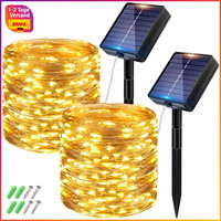 Solar Lichterkette AußEn 2X10M 100 Led Wetterfest IP65 Wasserdicht Kupferdraht