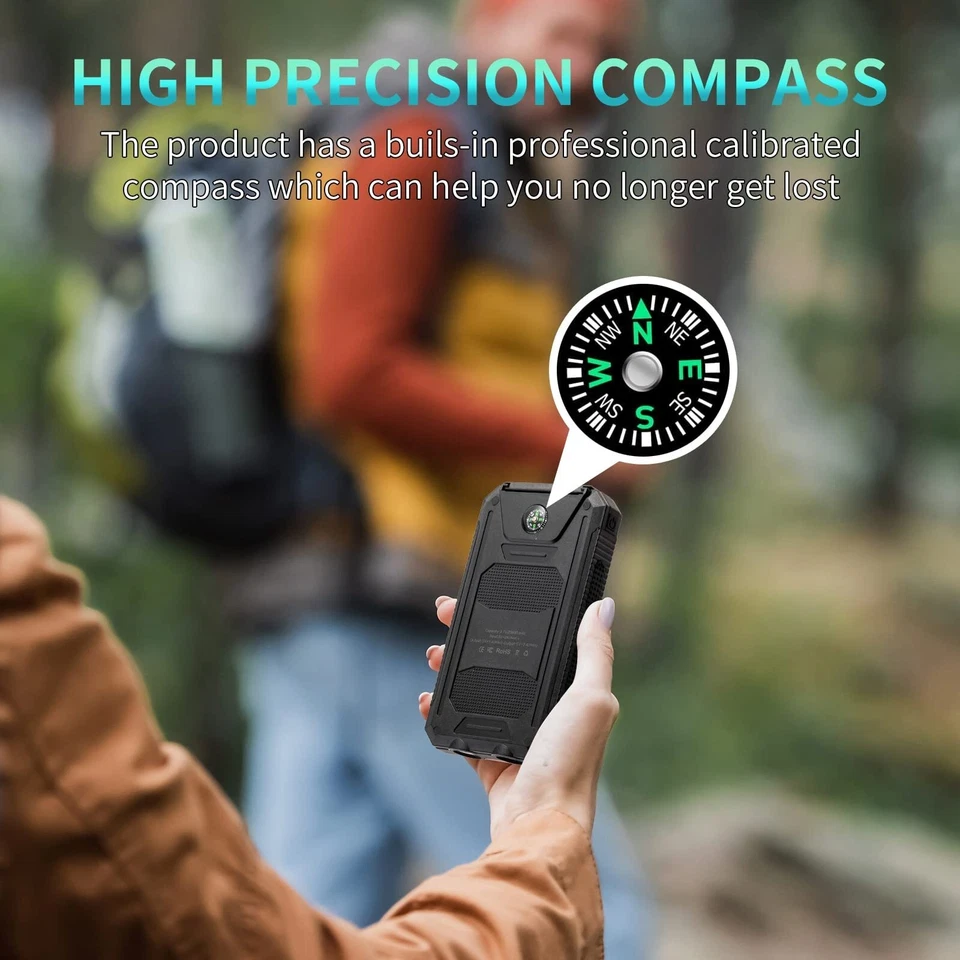 2026 Solar Portable Charg Power Bank with Flashlight Battery Pack Fast Charge - Image 3 of 4